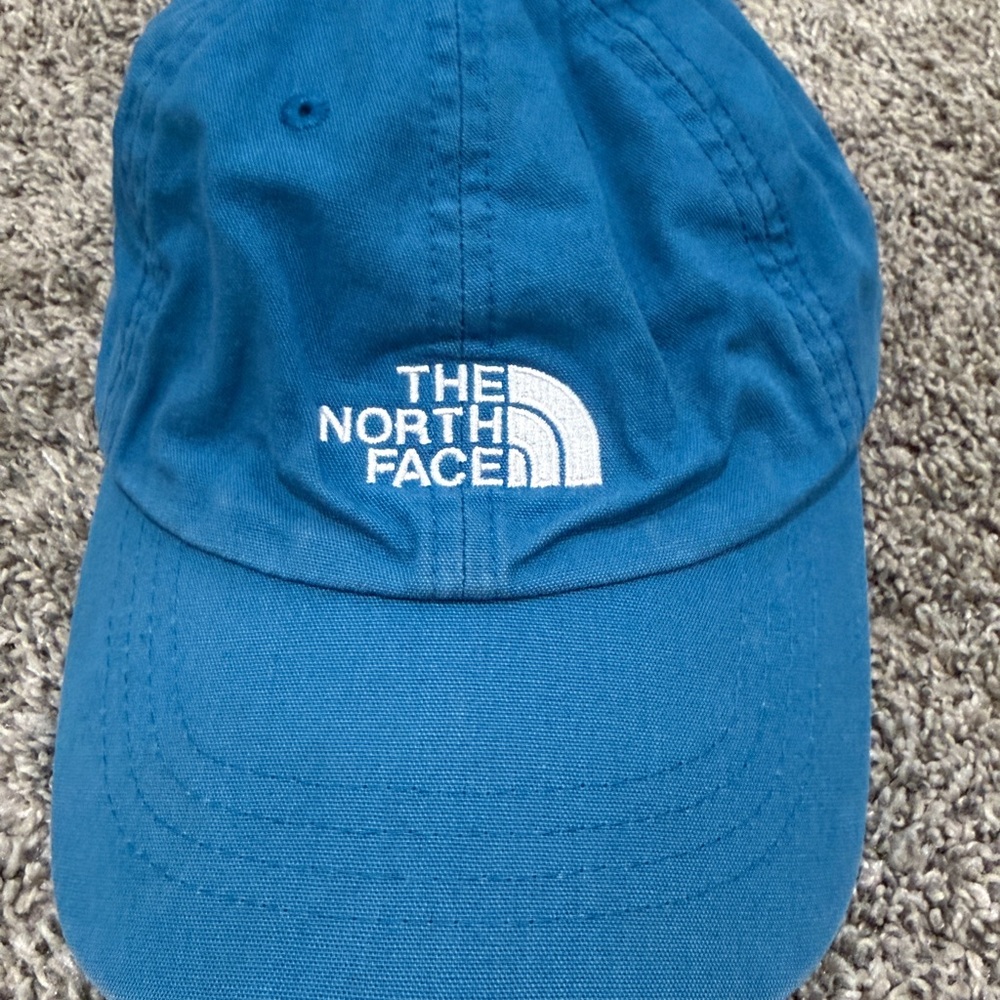 The North Face Youth Horizon Cotton Baseball Cap Hat Blue White Logo Adjustable